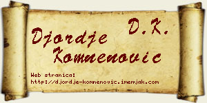 Đorđe Komnenović vizit kartica